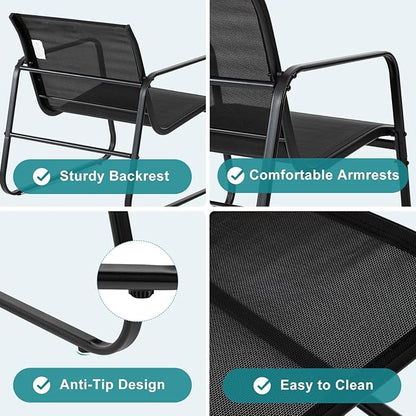 DUMOS 3 Piece Patio Furniture Set，Outdoor Patio Furniture Set with Table and Chairs, Patio Sectional Bistro Sets for Lawn, Garden, Balcony, Poolside Blake