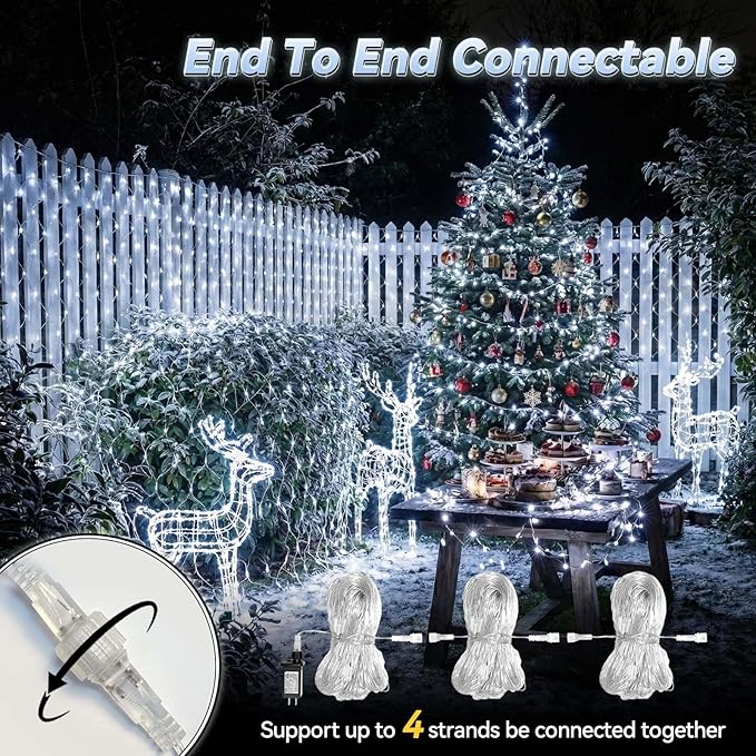 LitHome 10 x 10FT Gazebo Net Lights Outdoor, 200 LED Gazebo Lighting Waterproof, 8 Modes Connectable Net Lights with Timer, Cool White Christmas Mesh Light Plug in for Bushes, Pergolas, Garden Decor