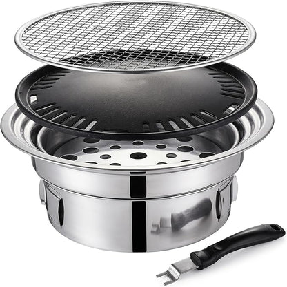 Korean Grill Korean Bbq Grill Portable Charcoal Grills With Non stick Pan & Net Small Indoor/outdoor Charcoal