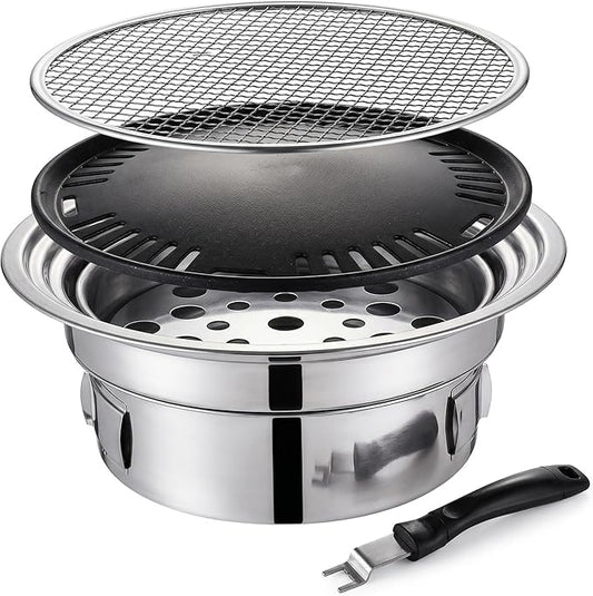 Korean Grill Korean Bbq Grill Portable Charcoal Grills With Non stick Pan & Net Small Indoor/outdoor Charcoal