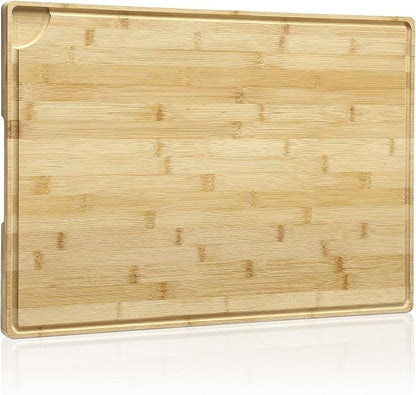 Garvee Large 24x16 Inches Bamboo Cutting Board for Kitchen, Wooden Butcher Block Chopping Board with Deep Juicy Groove and Back Inner Handle for Meat, Vegetables, Fruit