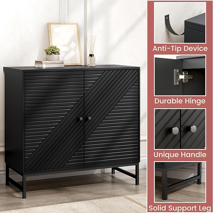 Storage Cabinet with Doors and Adjustable Shelf, Sideboard Buffet Cabinet with Storage, Console Table & Credenza for Living Room, Kitchen, Dining Room