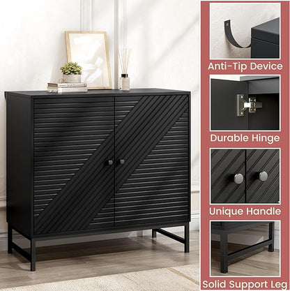 Storage Cabinet with Doors and Adjustable Shelf, Sideboard Buffet Cabinet with Storage, Console Table & Credenza for Living Room, Kitchen, Dining Room