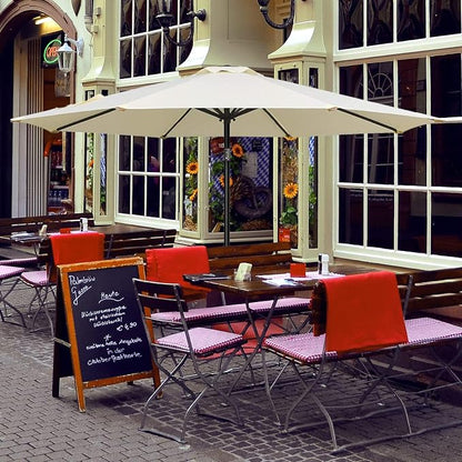 YSSOA 2 Pack 9' Patio Umbrella Outdoor Table Market Yard Umbrella with 8 Sturdy Ribs, Beige