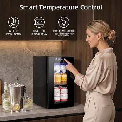 Antarctic Star Mini Fridge Beverage Refrigerator, 10L Small Drink Fridge for Bedroom, beverage cooler with Digital Temp Adjustment 40-61°F, Ideal for Bedroom, Dormitory, Office, Bar and Kitchen
