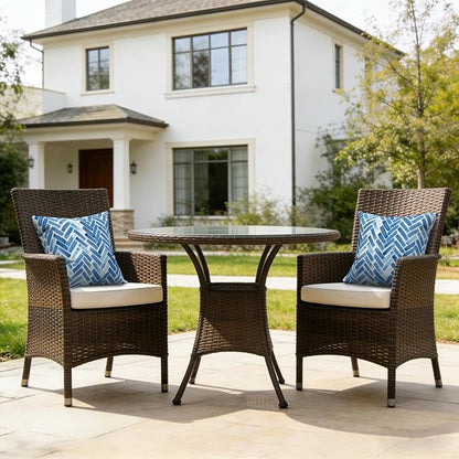 LVTXIII 2 Pack Outdoor Pillow Covers ONLY 18x18 Inch, Water-Repellent Square Decorative Cushion Covers for Patio Furniture, Garden, Sofa, Blue Bricks