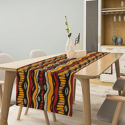 Black History Month Traditional African Tribal Table Runner Holiday Party Decoration Home Kitchen Island Dining Room Decor 13x60 Inch