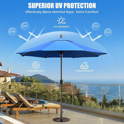 EliteShade USA 10-Year-Non-Fading 10Ft Market Patio Umbrella, UPF 50+ UV Protection Performance Sun Umbrella, Heavy Duty Commercial Grade Outdoor Table Umbrella with Crank, Windproof Vented Top for Garden, Pool, Deck and Outdoor Playsets, No Tilt, Roya...