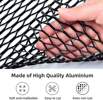 AggAuto Universal 40"x13" Car Grill Mesh Honeycomb Hole 10x38mm Black | Aluminum Alloy Automotive Grille Insert Bumper, One of the Most Multifunctional Shape Grids 100x33cm