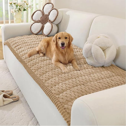 OstepDecor Couch Cover for Dogs, Washable Non Slip Sofa Cover for Pets | Soft Couch Covers for Sofa, Loveseat and Sectional, Furniture Protector Against Pet Hair & Dirt (27.6" x 70.9", Khaki)