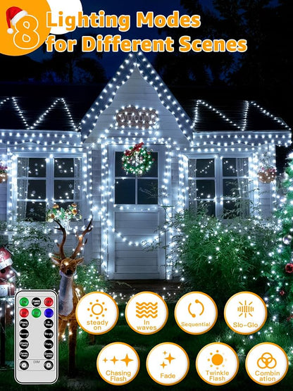 BrightChristmas 600 LED 196 FT Christmas Lights, Waterproof String Lights with Remote and Timer, Christmas Tree Lights with 8 Modes Dimmable, Fairy Lights for Holiday Decor (Cool White)