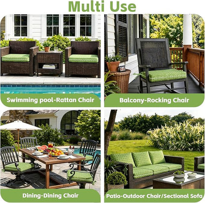 COZYVIDA Outdoor Chair Cushions Set of 4, 20"x20" Square Seat Pads with Tie Straps and YKK Zippers, 30D High-Density Foam, Water-Resistant Fabric,UV-Resistant 1000+ Hrs
