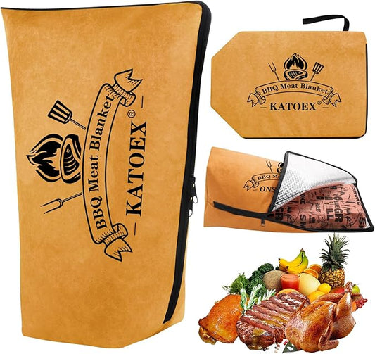 BBQ Blanket Insulated Meat Resting Bag Reusable Foldable & Lightweight Bbq Blanket For Resting Meat To Control Heat Loss For BBQ Smokers And Grilling (18in), Brown