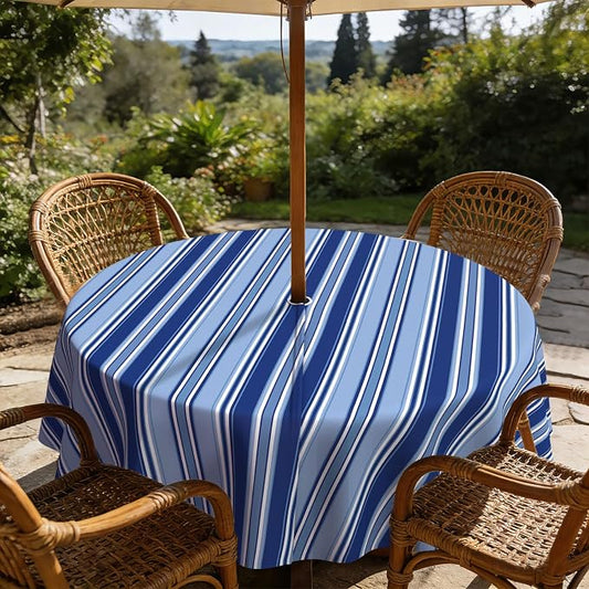 Outdoor Tablecloth with Umbrella Hole Elegant Zipper Patio Table Cloth for Outdoor Patio Garden Yard Decor