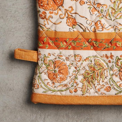 Maison d'Hermine Oven Gloves 100% Cotton Oven Mitt (7" x 13", Pack of 1) | With Loop Heat Resistant BBQ Cooking Gloves Baking Kitchen Handling Hot Pans Thanksgiving Christmas - Pumpkin Spice