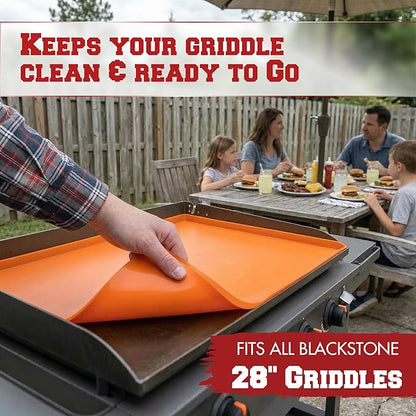 KITCHEN PERFECTION 28" Premium Silicone Griddle Cover Mat for Blackstone Griddle 28 Inch - Hermetic Protection from Rust & Debris All Year, Fits All Blackstone 28 Inch Models - Food Grade Silicone