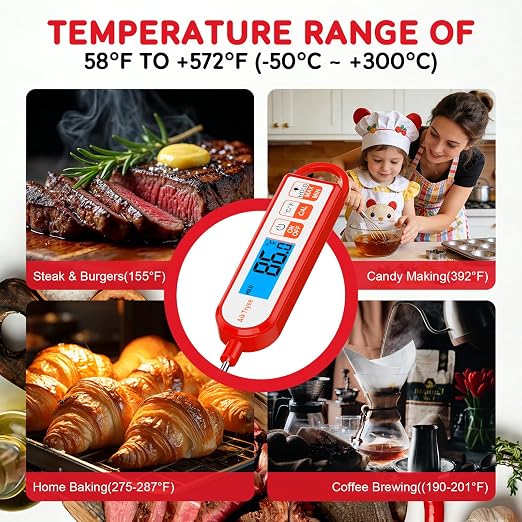 Digital Instant Read Meat Thermometer Kitchen Cooking Food Candy Thermometer for Oil Deep Fry BBQ Grill Smoker Thermometer by AikTryee