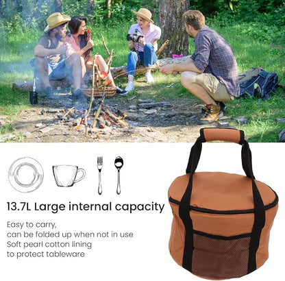Alomejor Picnic Storage Container, Large Capacity Round Design, Camping Tableware Organizer, Water- for Outdoor BBQ Family Gathering Campers Families