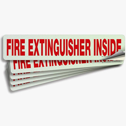 iSYFIX Fire Extinguisher Inside Sticker Sign – 5 Pack 12x2.5 Inch – Self-Adhesive Reflective Vinyl Decals, Laminated UV, Weather, Scratch, Fade Resistance, for Cars, Trucks, Trailers & Vehicles