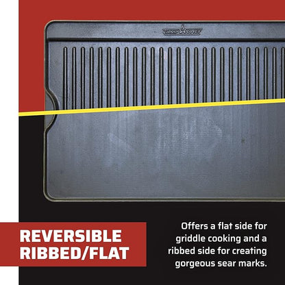Camp Chef Reversible Pre-Seasoned Cast Iron Griddle, Cooking Surface 14 in. x 16, Black