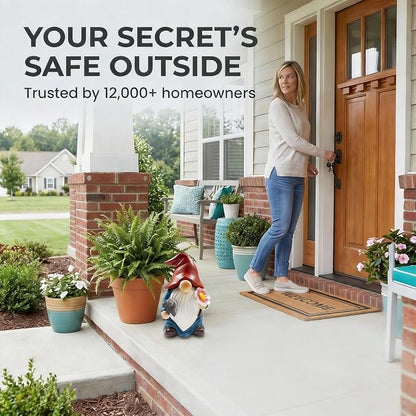 Hide a Key Outside Garden Gnomes Key Hider, 8 Inch Funny Dwarf Statue with Hidden Safe Secret Compartment, Waterproof Lock Box for Spare Keys, Outdoor Yard Patio Lawn Decor