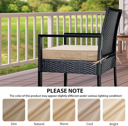 IPYNBAP Outdoor Chair Cushions Set of 4 -Waterproof Outdoor Seat Cushions for Patio Furniture, Patio Chair Cushion with Handle and Ties, Out Door Chair Pads,18.5x16x3-Square, Beige