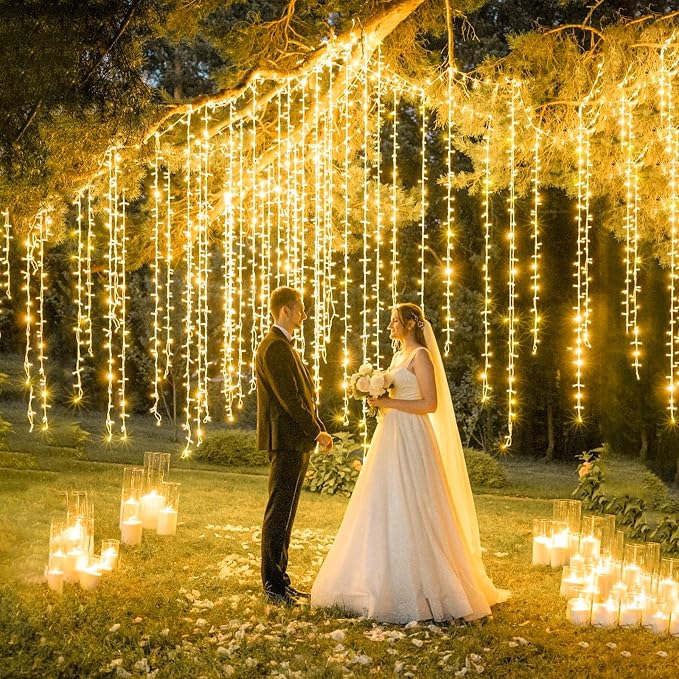 100ft String Lights Indoor 300 LED Christmas Lights Outdoor Connectable Twinkle Fairy Lights Plug in Clear Wire for Outside Wedding Bedroom Garden Tree Decorations, Warm White