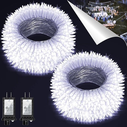 Christmas Tree String Lights 2 Pack Total 200FT 600 LED Cool White