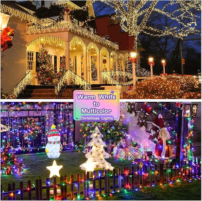 JMEXSUSS 200 LED Warm White & Multicolor Color Changing String Lights | 66ft String Lights Indoor Outdoor, Plug in, Connectable, Christmas Lights with Remote for Trees Xmas Party Decor