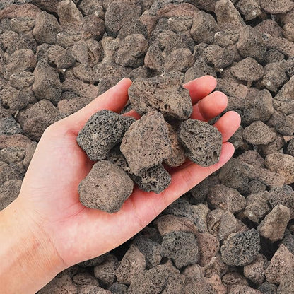 GasSaf 10 Pounds Black Lava Rocks for Fire Pit, Gas Fireplace, Gas Fire Tables, Gas Log Set, Fire Bowls, Decorative Landscaping Rocks for Indoor and Outdoor (1.2-2 Inch)