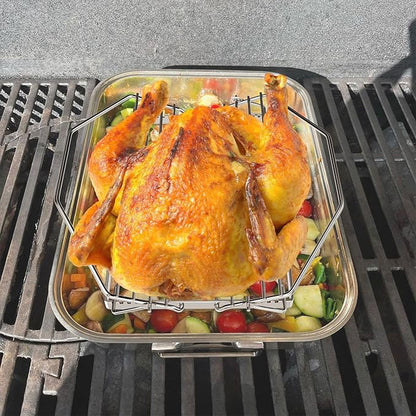 Adjustable Turkey Roasting Rack, V Shaped Chicken Roasting Rack for Ovens, Smokers, Grills, Baking Broiling Roasting Racks, Chrome Plated Meat Rack Fit Most Roasting Pans,1 Pack