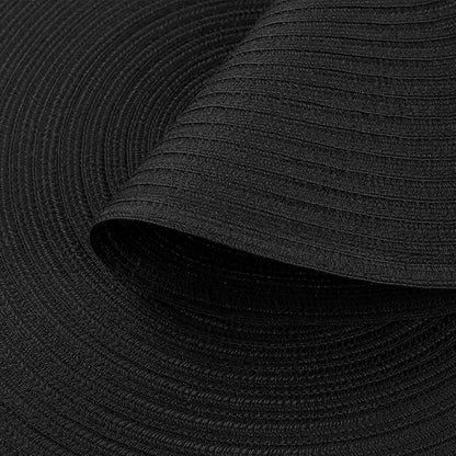 SHACOS Round Braided Placemats Set of 6 Cotton Polyester Heavy Duty 15 inch Round Table Mats Washable Heat Resistant Place Mats (Black, 6)