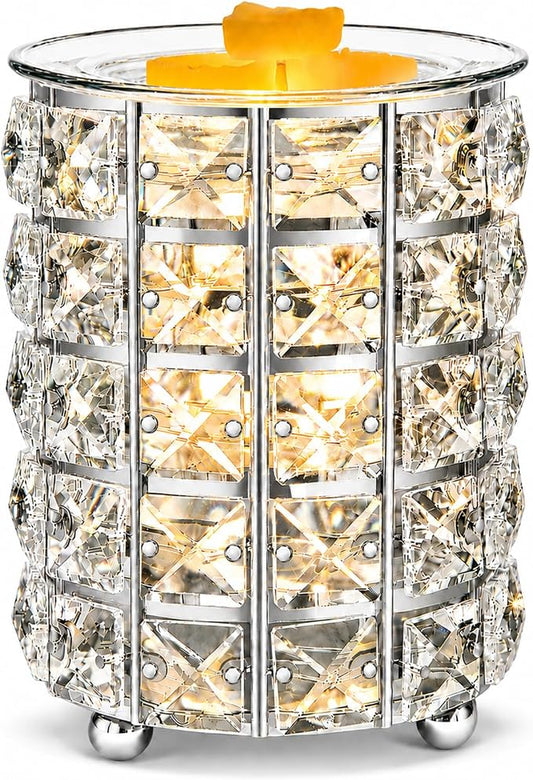 Wrought Iron Crystal Wax Melt Warmer Electric Oil Burner Wax Melt For Home, Kitchen, Living Room, Bedroom, SPA(Silver)