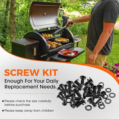 Grill Screws Replacement Kit, Compatible with Pit Boss PB1000SC1, PB1000SC2, PB1000XL, PB1000SP Grills, Includes Screw Set 1/4'' *15mm(24pcs), Screw 5/32" *12mm(14pcs)