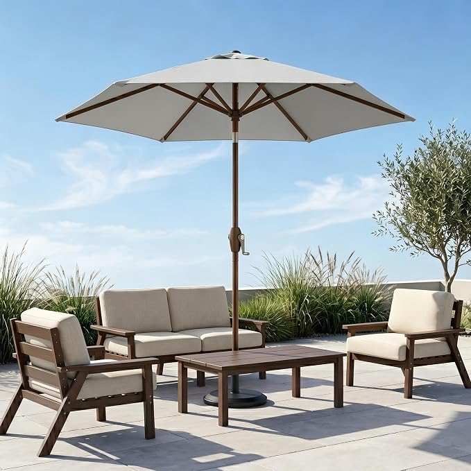 7.5ft Patio Umbrella, Outdoor Table Market Umbrella with Smooth Crank Lift, 6 Windproof Fiberglass Ribs, UPF50+ UV Protection for Deck, Pool, Garden and Backyard