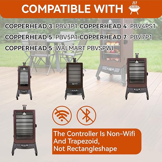 Digital Trapezoid Grill Controller Kit Thermostat Controller Board Replacement Parts Compatible with Pit Boss Vertical Pellet Smoker Copperhead 3/4/5/7 Series & 5-Series Copper-Walmart PBV5PW1