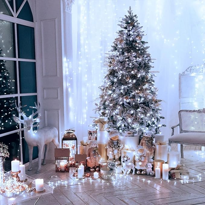 JMEXSUSS 300 LED White Christmas Lights Plug in Clear Wire | 66 Ft Christmas String Lights for Tree, Christmas Tree Lights Indoor Outdoor for Party Wedding Christmas Decorations