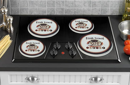 Reston Lloyd, Burner Covers For Electric Stovetop, Decorative Lightweight Tin Covers, Set of 4 (2-8 inch & 2-10 inch), Conceals Messy Drip Pans, Coffee