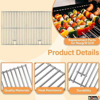 BQMAX Grill Parts for Nexgrill 5 Burner Gas Grill 720-0888 720-0888A 720-0888N, Cooking Grate, Heat Plates Shield and Burner for Nexgrill 5 Burner Replacement Parts for 720-0888 Nexgrills Part