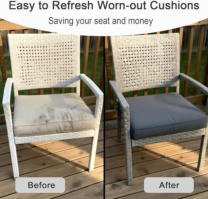 NettyPro Patio Cushion Covers Replacement Set 4 Water Repellent UV Resistant Outdoor Chair Seat Cushion Slipcover with Zipper and Tie, 22 x 20 x 4 Inch, Grey