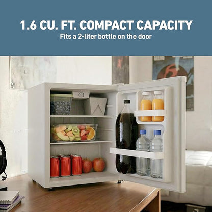 West Bend Mini Fridge for Home, Office, Bedroom & Dorm, 1.6 Cu. Ft., White | West Bend Mini Fridge for Home, Office, Bedroom & Dorm, Small Refrigerator with Automatic Defrost, 1.6 Cu. Ft., in White