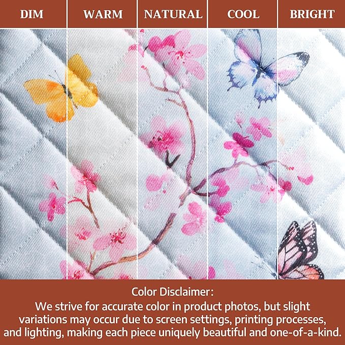 Maison d' Hermine Pot Holders 100% Cotton Heat Resistant Potholders 8" x 8" Hot Pads with Loop Cooking Baking Hotel Farmhouse Kitchen Handling Hot Pans Spring Summer (Pack of 2, Blossoms in Spring)