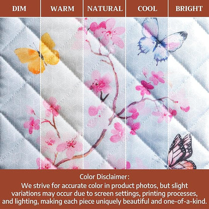Maison d' Hermine Pot Holders 100% Cotton Heat Resistant Potholders 8" x 8" Hot Pads with Loop Cooking Baking Hotel Farmhouse Kitchen Handling Hot Pans Spring Summer (Pack of 2, Blossoms in Spring)