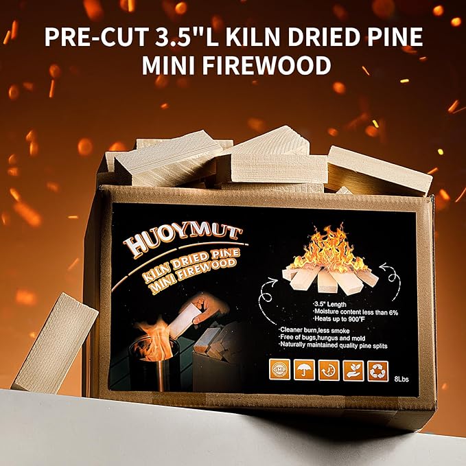 Mini Fire Stick Wood with 12pcs Fire Starters,3.5" Lengths Kiln Dried Pine Small Firewood,Waterproof Charcoal Starters,Solo Stove Accessories for Tabletop Fire Pit,Solo Stove Mesa,7.5Lbs