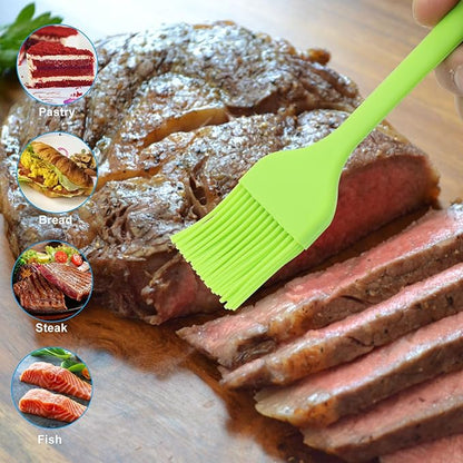 Waziaqoc 7 PCS Silicone Basting Pastry Brush, Colorful Food Brush, Heat Resistant Cooking Brush for Baking Cooking BBQ Grill Spread Oil Butter Sauce, Dishwasher Safe