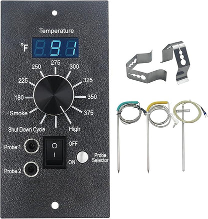 Digital Thermostat Kit for Traeger Control Panel Kit Parts Replacement, Compatible with Traeger Pellet Wood Pellet Grills，with 7" RTD Temperature， 2 Meat Probes.1 Probe Clips