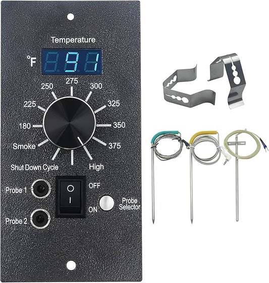 Digital Thermostat Kit for Traeger Control Panel Kit Parts Replacement, Compatible with Traeger Pellet Wood Pellet Grills，with 7" RTD Temperature， 2 Meat Probes.1 Probe Clips