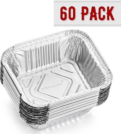 TYH Supplies 60 Pack Small Aluminum Drip Pan Liners for Napoleon 62007 – Bulk Disposable Grease Pans for Prestige, PRO, Mirage, Ultra Chef BBQ Gas Grills, Smokers & Griddle Accessories