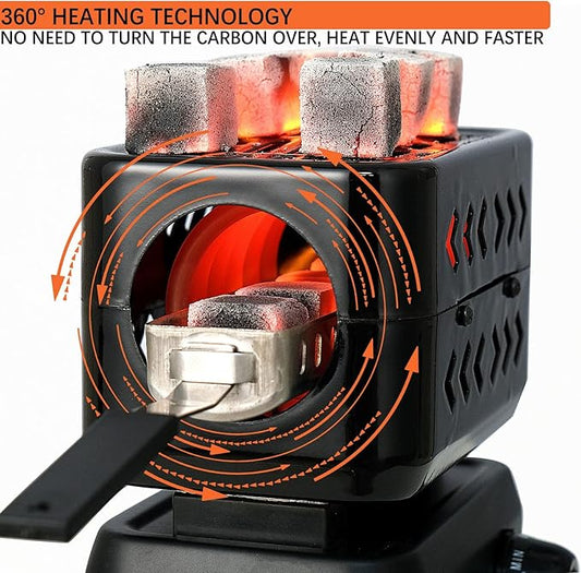 minkah 3D Coal Burner Charcoal Starter Hot Plate Electric Stove Coconut Starter Multipurpose Turbo Coal Burner 1200W High Power Cube Coil Burner Fire Starter Faster Heating