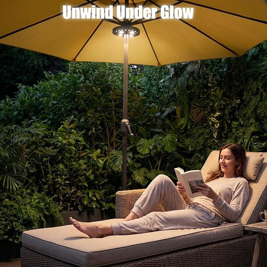 OYOCO Patio Umbrella Light 3 Brightness Modes Cordless,with 24+4 Cool White LEDs-4 * AA Battery Operated Umbrella Lights,Fits 1.15"-2" Umbrella Poles,for Patio Umbrellas,Camping Tents and Indoor Use